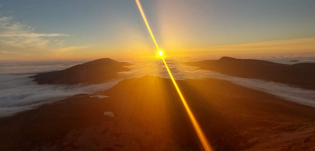 sunrise from Errigal mountain, hiking Donegal