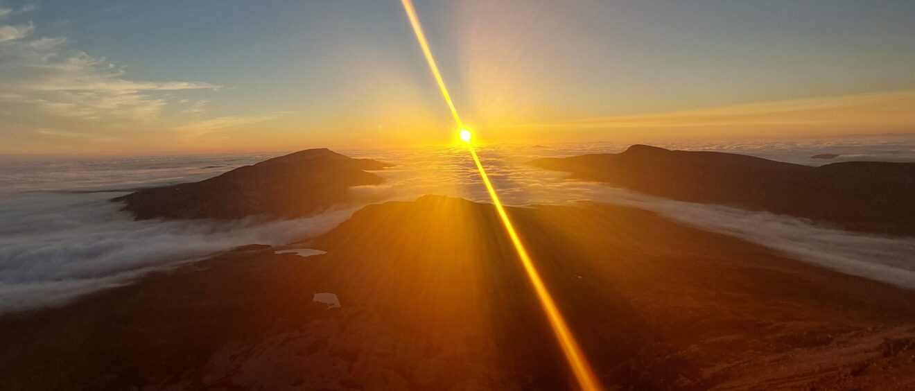 sunrise from Errigal mountain, hiking Donegal